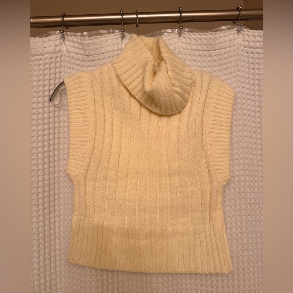 Deluc Cream Ribbed Turtleneck Sweater